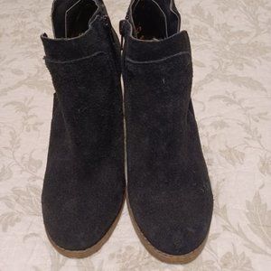 Lucky Brand, Ladies Ankle Boot, Black Suede, Split Side, Wedge, Size 6.5